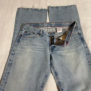 Vintage Lucky Brand Light Blue Denim Dungarees Made in USA Size 6/28